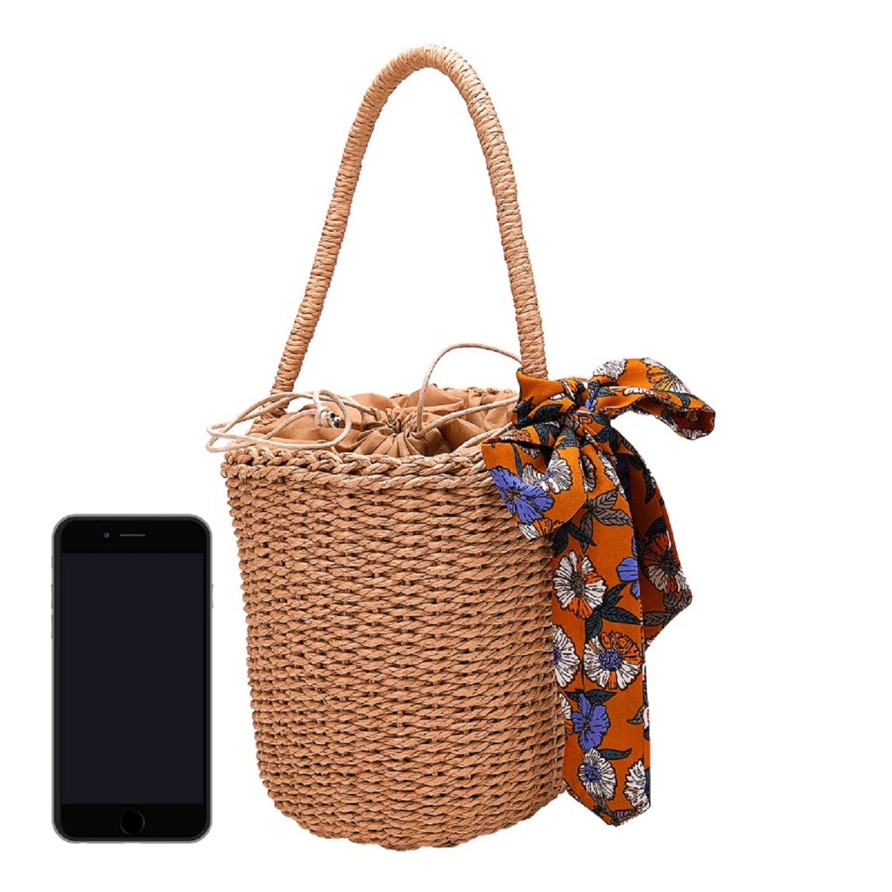 knitting straw handbag hand-woven bag with inside pockets woven
